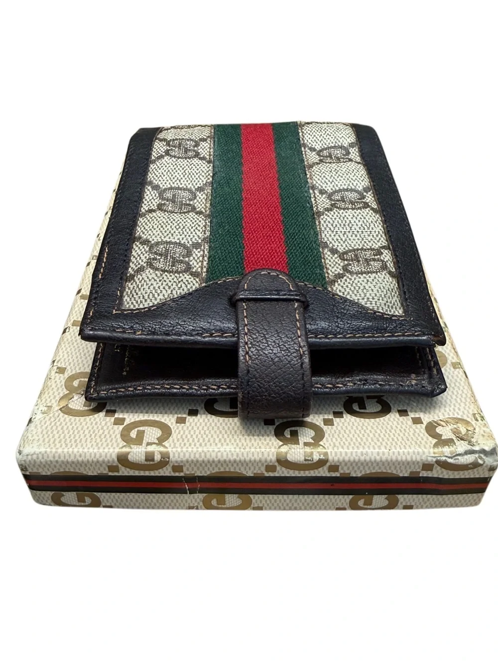 Vintage Gucci Accessory Collection GG Supreme Web Stripe Bifold Wallet Italy